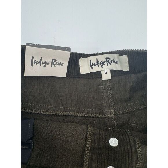 Indigo Rein Corduroy Skirt Size 5 Green Velvelt Mini Distressed Raw Hem Juniors - Picture 4 of 7